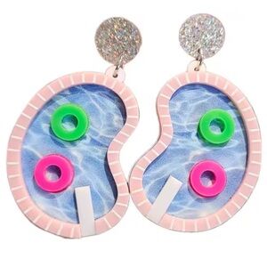 Colorful Abstract Swimming Pool with Tubes Earrings - NWT